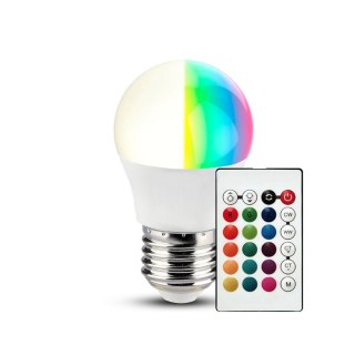 Żarówka LED V-TAC 4,8W E27 Kulka G45 Pilot VT-2224 3000K+RGB 470lm