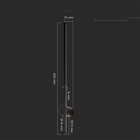 Oprawa Ścienna Elewacyjna LED V-TAC 12W IP65 Czarna 63cm VT-11112-B 3000K 1400lm