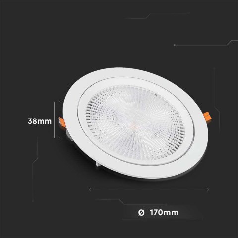 Oprawa V-TAC LED Downlight SAMSUNG CHIP 20W Ruchoma VT-2-20 3000K 1865lm 5 Lat Gwarancji