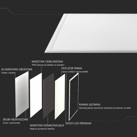Panel LED Awaryjny CNBOP Batertech 45W 600x600 120Lm/W PMMA VT-6145 6000K 5400lm