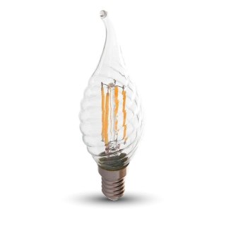 Żarówka LED V-TAC 4W Filament E14 Twist Świeczka Płomyk VT-1995 4000K 400lm