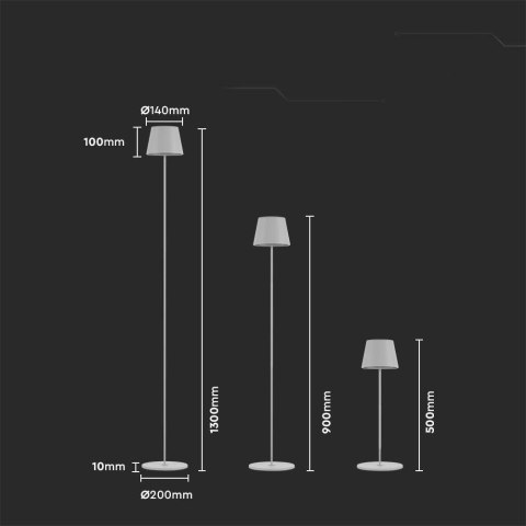 Lampa Podłogowa V-TAC 4W LED Biała IP54 Ładowalna VT-7544-W 3000K 300lm