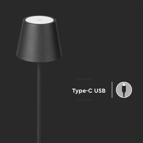 Lampa Podłogowa V-TAC 4W LED Czarna IP54 Ładowalna VT-7544 3000K 300lm