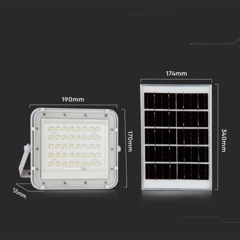Projektor LED Solarny V-TAC 10W Pilot, AUTO, Timer, IP65 Biały VT-80W-W 4000K 800lm
