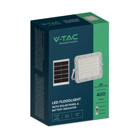 Projektor LED Solarny V-TAC 10W Pilot, AUTO, Timer, IP65 Biały VT-80W-W 6400K 800lm