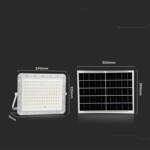 Projektor LED Solarny V-TAC 20W Pilot, AUTO, Timer, IP65 Biały VT-180W-W 4000K 1800lm