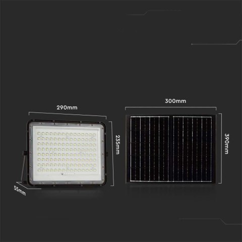 Projektor LED Solarny V-TAC 20W Pilot, AUTO, Timer, IP65 Czarny VT-180W 6400K 1800lm
