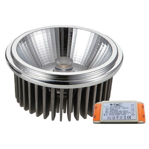 Żarówka LED V-TAC AR111 20W 230V 20st COB z zasilaczem VT-1120 3000K 1500lm