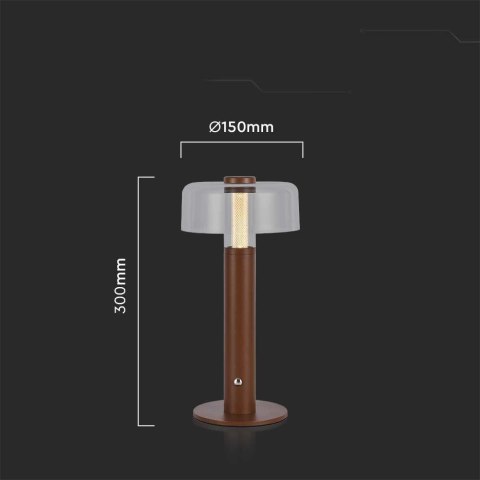 Lampka Biurkowa Nocna V-TAC 1W LED 30cm Ładowanie USB Ściemnianie Brązowa VT-1049 3000K 100lm