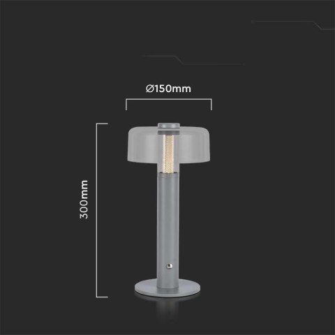 Lampka Biurkowa Nocna V-TAC 1W LED 30cm Ładowanie USB Ściemnianie Szara VT-1049 3000K 100lm