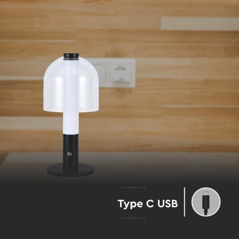 Lampka Biurkowa Nocna V-TAC 2W LED 30cm Ładowanie USB Ściemnianie Czarna VT-1056 3000K 100lm