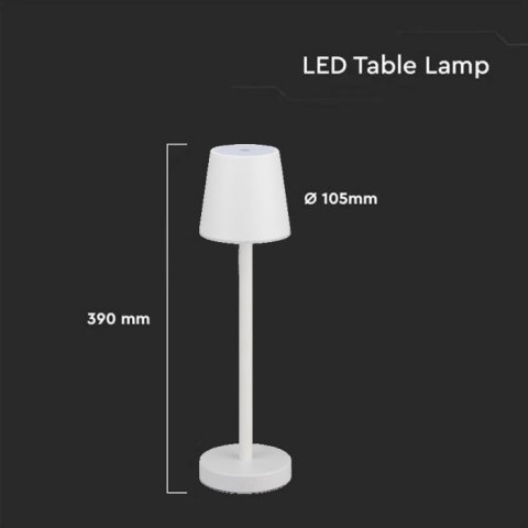 Lampka Biurkowa Nocna V-TAC 3W LED Ładowanie Ściemnianie Biała VT-7703 3000K 70lm