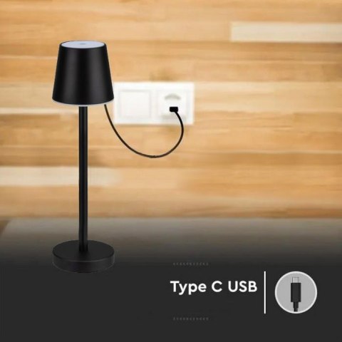 Lampka Biurkowa Nocna V-TAC 3W LED Ładowanie Ściemnianie Czarna VT-7703 3000K 70lm