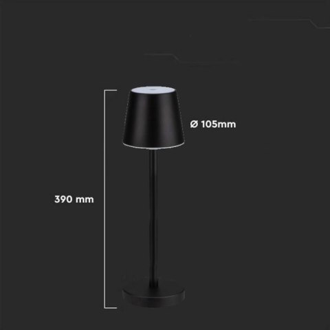 Lampka Biurkowa Nocna V-TAC 3W LED Ładowanie Ściemnianie Czarna VT-7703 3000K 70lm