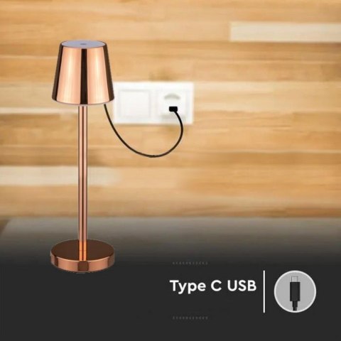 Lampka Biurkowa Nocna V-TAC 3W LED Ładowanie Ściemnianie Złota VT-7703 3000K 70lm