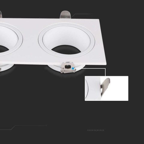 Oprawa Oczko V-TAC 2xGU10 Prostokąt Białe VT-439 3 Lata Gwarancji