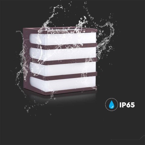 Oprawa Ścienna Ogrodowa V-TAC 8W LED IP65 120x120 Brązowa VT-732 4000K 800lm