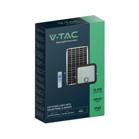 Naświetlacz Projektor LED Solarny V-TAC 30W IP65, Pilot Timer, LiFePo 6.4V 6000mA Czarny VT-432 4000K 4800lm
