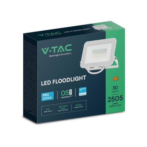 Naświetlacz Projektor LED V-TAC 30W SAMSUNG CHIP PRO-S Biały VT-44030 6500K 2505lm 5 Lat Gwarancji