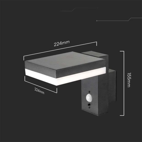 Kinkiet Ogrodowy Ścienny Solarny V-TAC 5.5W LED Czujnik Ruchu Kwadrat IP54 VT-1147 3000K 220lm 3 Lata Gwarancji