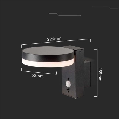 Kinkiet Ogrodowy Ścienny Solarny V-TAC 5.5W LED Czujnik Ruchu Okrągły IP54 VT-1147 3000K 220lm 3 Lata Gwarancji