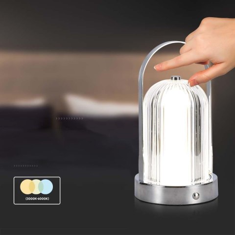 Lampka Biurkowa Nocna V-TAC 1W LED 22cm Ładowanie USB Ściemnianie Chrom VT-1057 3000K-6000K 55lm