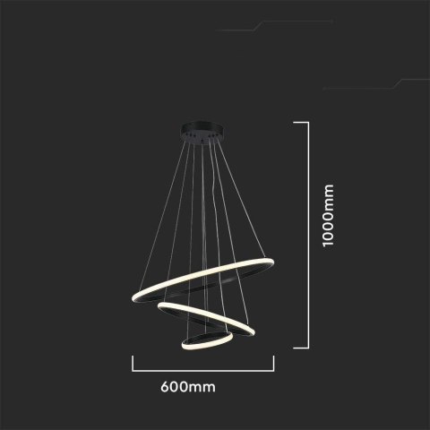 Lampa Wisząca Żyrandol Oprawa Zwieszana V-TAC 32W LED Czarna VT-7816 3000K 3880lm