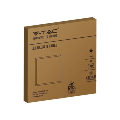 Plafon Panel LED V-TAC 36W 600x600 LED Backlight 33mm 120Lm/W VT-60036 4000K 4320lm