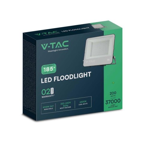 Naświetlacz Projektor LED V-TAC 200W 185Lm/W Czarny VT-44205 6500K 37000lm