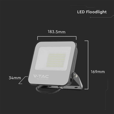 Naświetlacz Projektor LED V-TAC 50W 185Lm/W Czarny VT-4456 6500K 9250lm