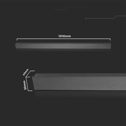 Lampa Kinkiet Oprawa Ścienna Elewacyjna LED Linia V-TAC 16W IP65 Antracyt 100cm VT-1176 4000K 2250lm