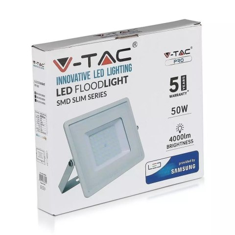 Projektor LED V-TAC 50W SAMSUNG CHIP Biały VT-50 3000K 4000lm 5 Lat Gwarancji