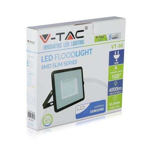 Projektor LED V-TAC 50W SAMSUNG CHIP Czarny VT-50 3000K 4000lm 5 Lat Gwarancji