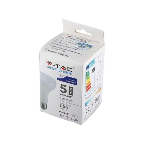 Żarówka LED V-TAC SAMSUNG CHIP 10W E27 R80 VT-280 4000K 800lm 5 Lat Gwarancji