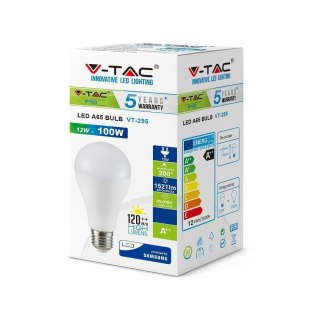 Żarówka LED V-TAC SAMSUNG CHIP 12W E27 A65 VT-295 3000K 1521lm 5 Lat Gwarancji