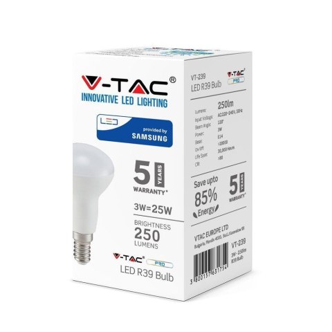 Żarówka LED V-TAC SAMSUNG CHIP 3W E14 R39 VT-239 4000K 250lm 5 Lat Gwarancji