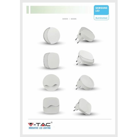 Lampka Nocna do Gniazdka LED z USB V-TAC SAMSUNG CHIP Kwadrat VT-84-SQ 4000K 10lm