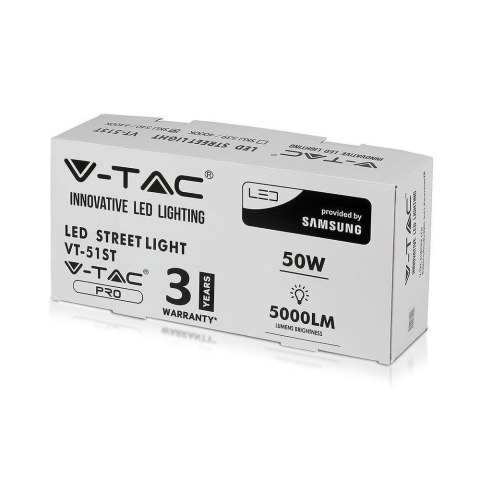 Oprawa Uliczna LED V-TAC SAMSUNG CHIP 50W VT-51ST 4000K 5000lm 3 Lata Gwarancji