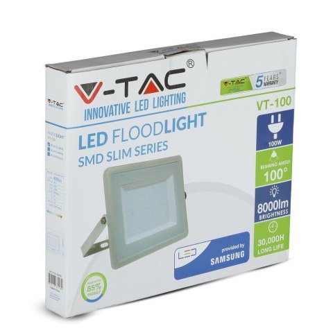 Projektor LED V-TAC 100W SAMSUNG CHIP Szary VT-100-G 3000K 8000lm 5 Lat Gwarancji