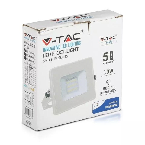 Projektor LED V-TAC 10W SAMSUNG CHIP Biały VT-10-W 4000K 800lm 5 Lat Gwarancji