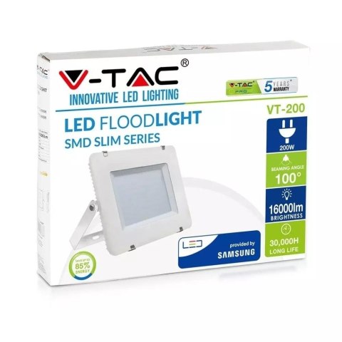 Projektor LED V-TAC 200W SAMSUNG CHIP Biały VT-200-W 4000K 16000lm 5 Lat Gwarancji