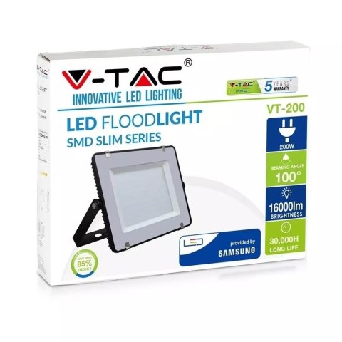 Projektor LED V-TAC 200W SAMSUNG CHIP Czarny VT-200 6400K 16000lm 5 Lat Gwarancji