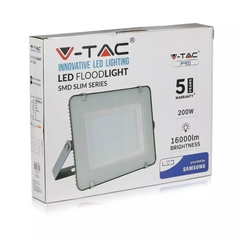 Projektor LED V-TAC 200W SAMSUNG CHIP Szary VT-200-G 4000K 16000lm 5 Lat Gwarancji