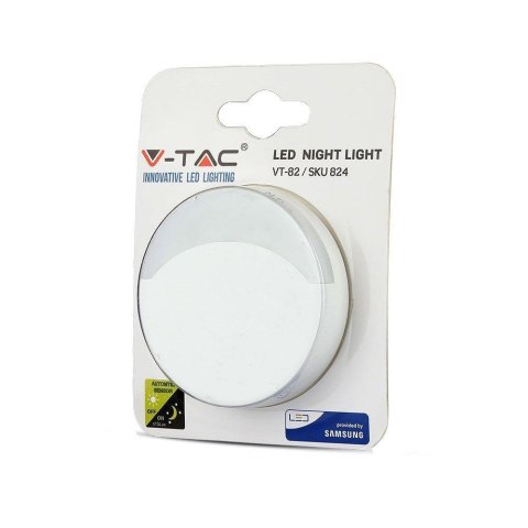 Lampka Nocna do Gniazdka LED V-TAC SAMSUNG CHIP Okrągła VT-82-RD 3000K 10lm