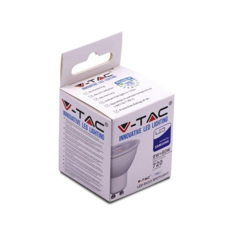 Żarówka LED V-TAC SAMSUNG CHIP GU10 8W 110st VT-292 3000K 720lm 5 Lat Gwarancji