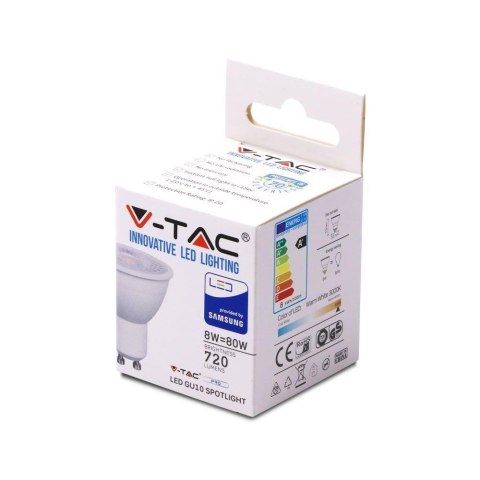 Żarówka LED V-TAC SAMSUNG CHIP GU10 8W 38st VT-291 6400K 720lm 5 Lat Gwarancji