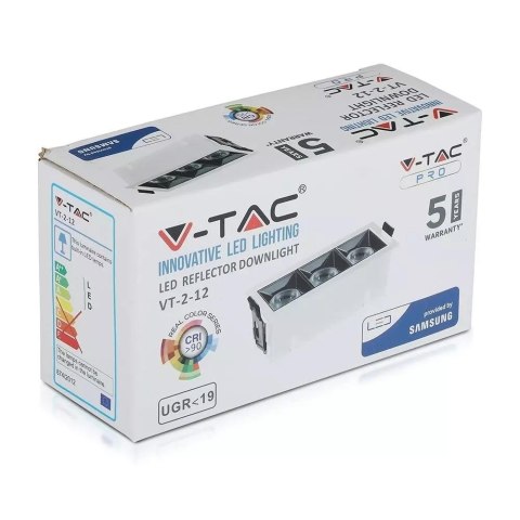 Oprawa V-TAC Downlight SAMSUNG CHIP 12W UGR19 CRI90+ 12st VT-2-12 5700K 960lm 5 Lat Gwarancji