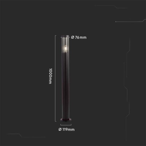 Słupek Ogrodowy V-TAC 100CM Czarny IP44 E27 VT-1185