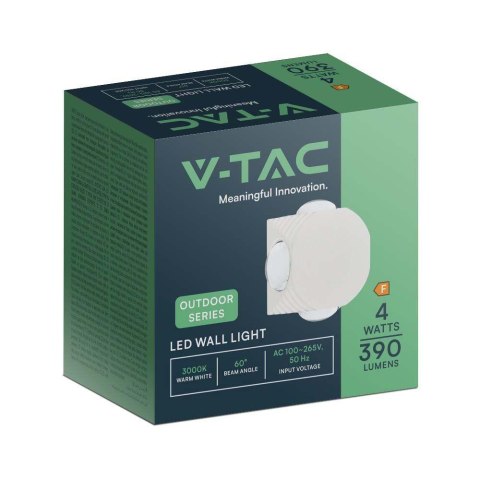 Oprawa Ścienna Góra Dół V-TAC 4W LED IP54 Biała VT-2544 4000K 390lm