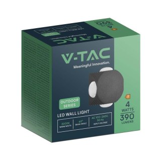 Oprawa Ścienna Góra Dół V-TAC 4W LED IP54 Czarna VT-2544 4000K 390lm